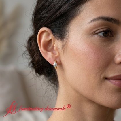 1 Carat Solitaire Diamond Huggie Hoop Earrings