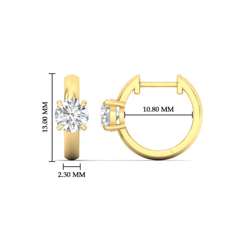 1 Carat Solitaire Diamond Huggie Hoop Earrings