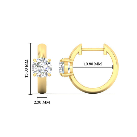 1 Carat Solitaire Diamond Huggie Hoop Earrings