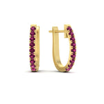 Load image into Gallery viewer, 1-carat-simple-pink-sapphire-huggie-hoop-earring-for-women-in-yellow-gold-FDEAR11260GSADRPIANGLE2-1.00-NL-YG
