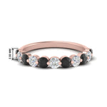 Load image into Gallery viewer, 1-carat-single-prong-diamond-half-eternity-wedding-band-with-black-diamond-in-rose-gold-FD9478BGBLACK-NL-1CT-RG
