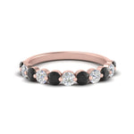 Load image into Gallery viewer, 1-carat-single-prong-diamond-half-eternity-wedding-band-with-black-diamond-in-rose-gold-FD9478BGBLACK-NL-1CT-RG

