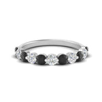 Load image into Gallery viewer, 1-carat-single-prong-diamond-half-eternity-wedding-band-with-black-diamond-in-white-gold-FD9478BGBLACK-NL-1CT-WG
