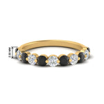 Load image into Gallery viewer, 1-carat-single-prong-diamond-half-eternity-wedding-band-with-black-diamond-in-yellow-gold-FD9478BGBLACK-NL-1CT-YG
