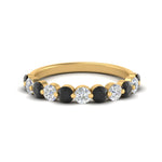 Load image into Gallery viewer, 1-carat-single-prong-diamond-half-eternity-wedding-band-with-black-diamond-in-yellow-gold-FD9478BGBLACK-NL-1CT-YG
