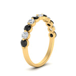 Load image into Gallery viewer, 1-carat-single-prong-diamond-half-eternity-wedding-band-with-black-diamond-in-yellow-gold-FD9478BGBLACK-NL-1CT-YG

