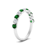 Load image into Gallery viewer, 1-carat-single-prong-diamond-half-eternity-wedding-band-with-emerald-in-white-gold-FD9478BGEMGR-NL-1CT-WG
