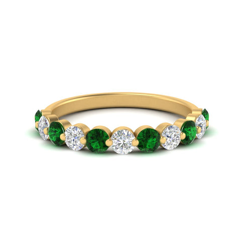 1-carat-single-prong-diamond-half-eternity-wedding-band-with-emerald-in-yellow-gold-FD9478BGEMGR-NL-1CT-YG