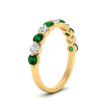 Load image into Gallery viewer, 1-carat-single-prong-diamond-half-eternity-wedding-band-with-emerald-in-yellow-gold-FD9478BGEMGR-NL-1CT-YG
