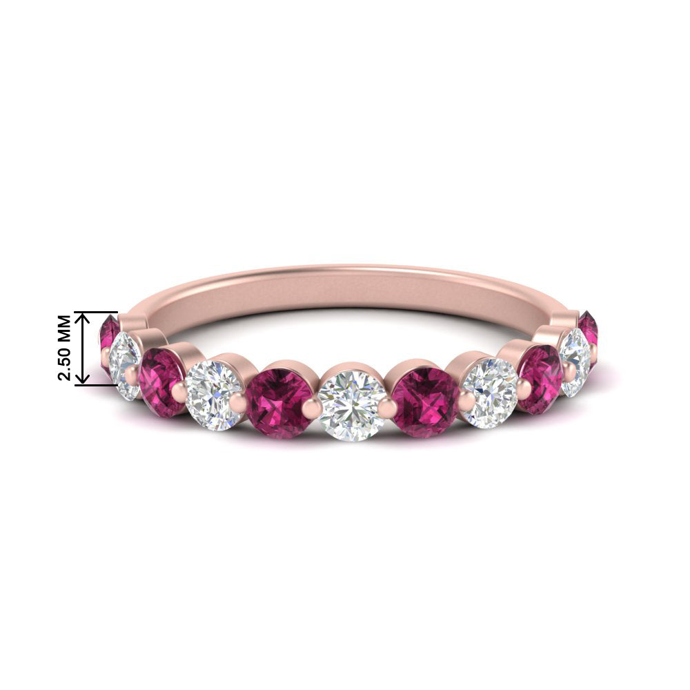 1-carat-single-prong-diamond-half-eternity-wedding-band-with-pink-sapphaire-in-rose-gold-FD9478BGSADRPI-NL-1CT-RG