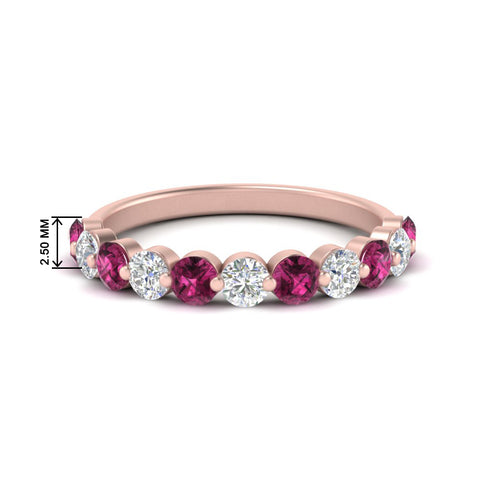 1-carat-single-prong-diamond-half-eternity-wedding-band-with-pink-sapphaire-in-rose-gold-FD9478BGSADRPI-NL-1CT-RG
