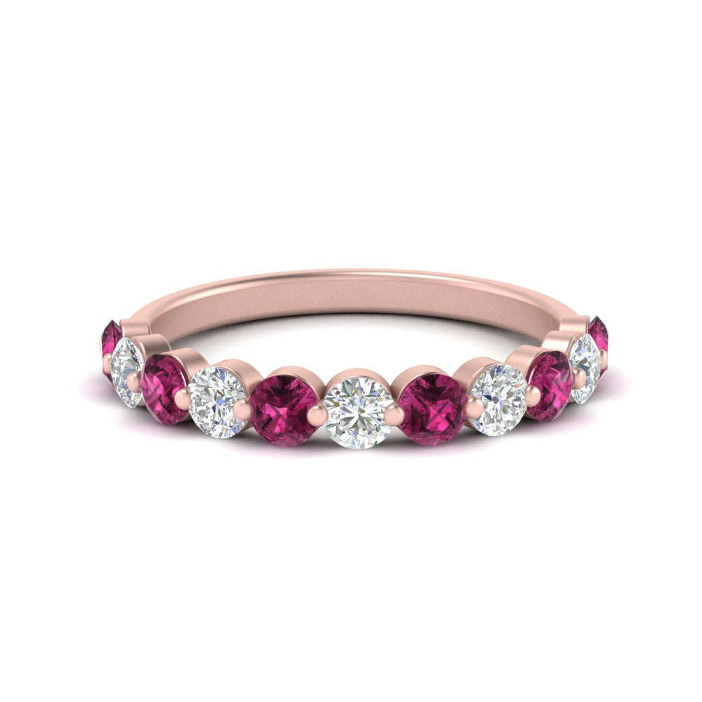 1-carat-single-prong-diamond-half-eternity-wedding-band-with-pink-sapphaire-in-rose-gold-FD9478BGSADRPI-NL-1CT-RG