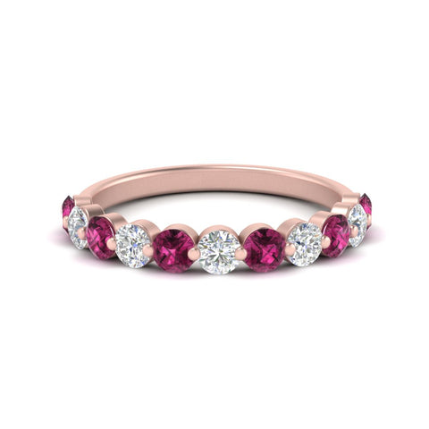 1-carat-single-prong-diamond-half-eternity-wedding-band-with-pink-sapphaire-in-rose-gold-FD9478BGSADRPI-NL-1CT-RG