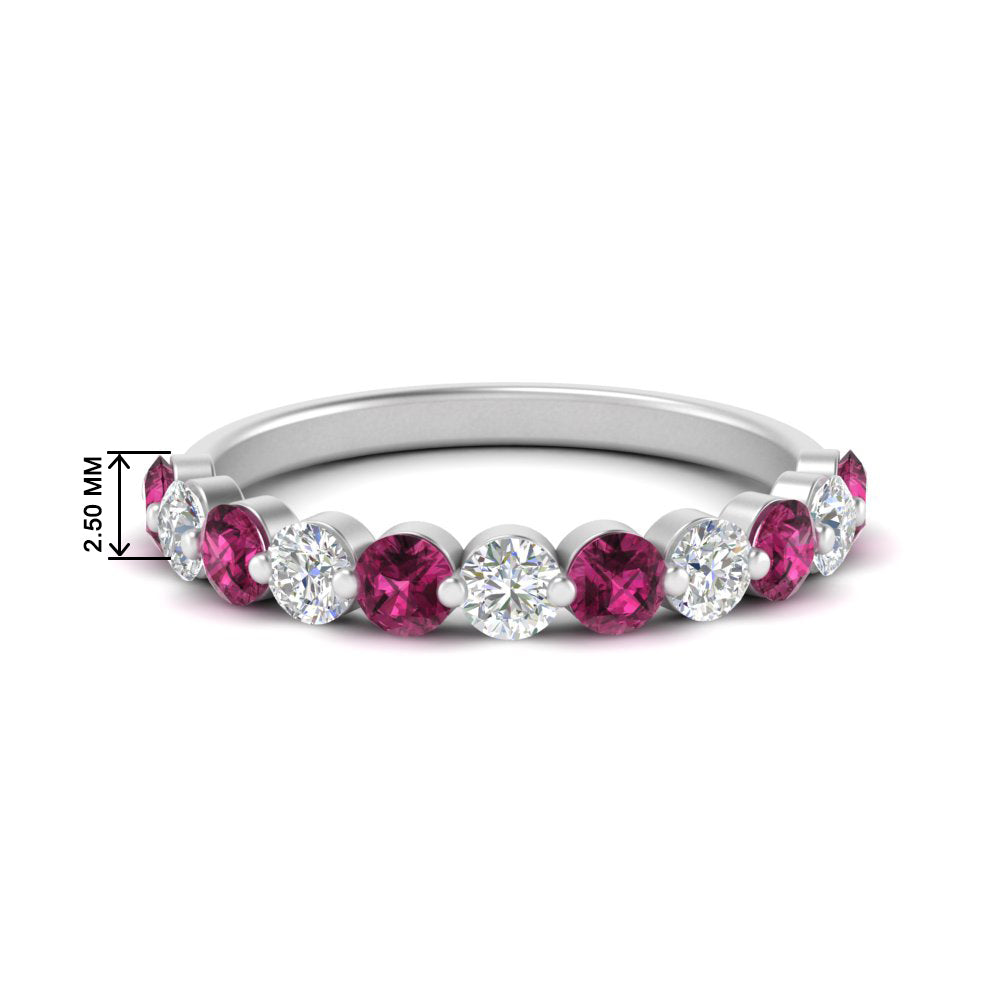 1-carat-single-prong-diamond-half-eternity-wedding-band-with-pink-sapphaire-in-white-gold-FD9478BGSADRPI-NL-1CT-WG