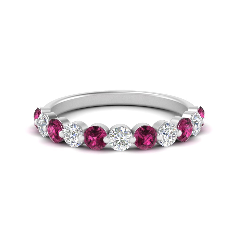 1-carat-single-prong-diamond-half-eternity-wedding-band-with-pink-sapphaire-in-white-gold-FD9478BGSADRPI-NL-1CT-WG