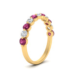 Load image into Gallery viewer, 1-carat-single-prong-diamond-half-eternity-wedding-band-with-pink-sapphaire-in-yellow-gold-FD9478BGSADRPI-NL-1CT-YG
