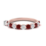 Load image into Gallery viewer, 1-carat-single-prong-diamond-half-eternity-wedding-band-with-ruby-in-rose-gold-FD9478BGRUDR-NL-1CT-RG

