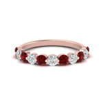 Load image into Gallery viewer, 1-carat-single-prong-diamond-half-eternity-wedding-band-with-ruby-in-rose-gold-FD9478BGRUDR-NL-1CT-RG
