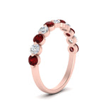 Load image into Gallery viewer, 1-carat-single-prong-diamond-half-eternity-wedding-band-with-ruby-in-rose-gold-FD9478BGRUDR-NL-1CT-RG
