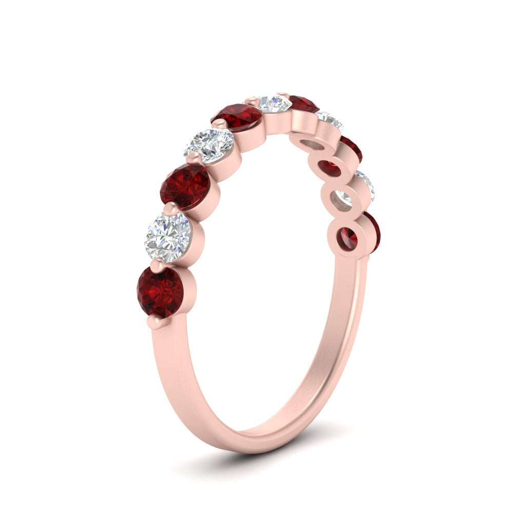 1-carat-single-prong-diamond-half-eternity-wedding-band-with-ruby-in-rose-gold-FD9478BGRUDR-NL-1CT-RG
