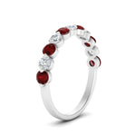 Load image into Gallery viewer, 1-carat-single-prong-diamond-half-eternity-wedding-band-with-ruby-in-white-gold-FD9478BGRUDR-NL-1CT-WG
