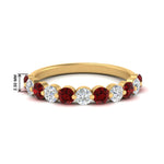 Load image into Gallery viewer, 1-carat-single-prong-diamond-half-eternity-wedding-band-with-ruby-in-yellow-gold-FD9478BGRUDR-NL-1CT-YG
