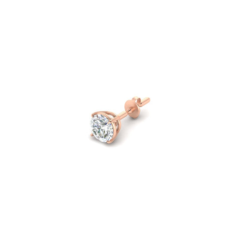 1 Carat Single Solitaire Round Cut Male Earring