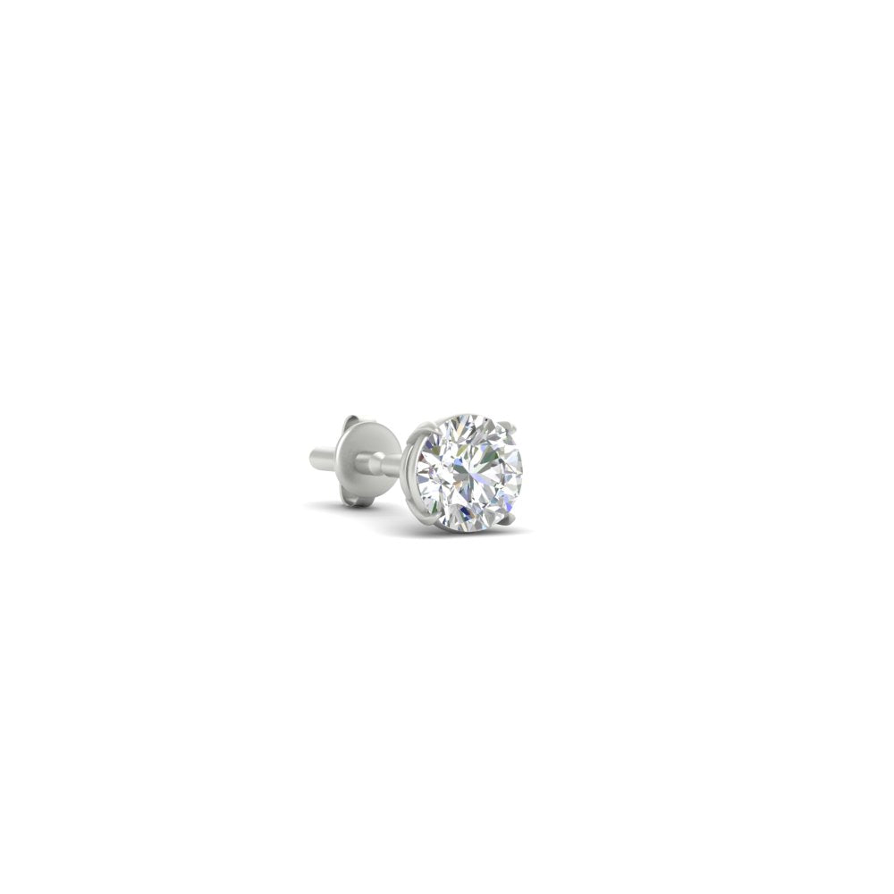 1 Carat Single Solitaire Round Cut Male Earring