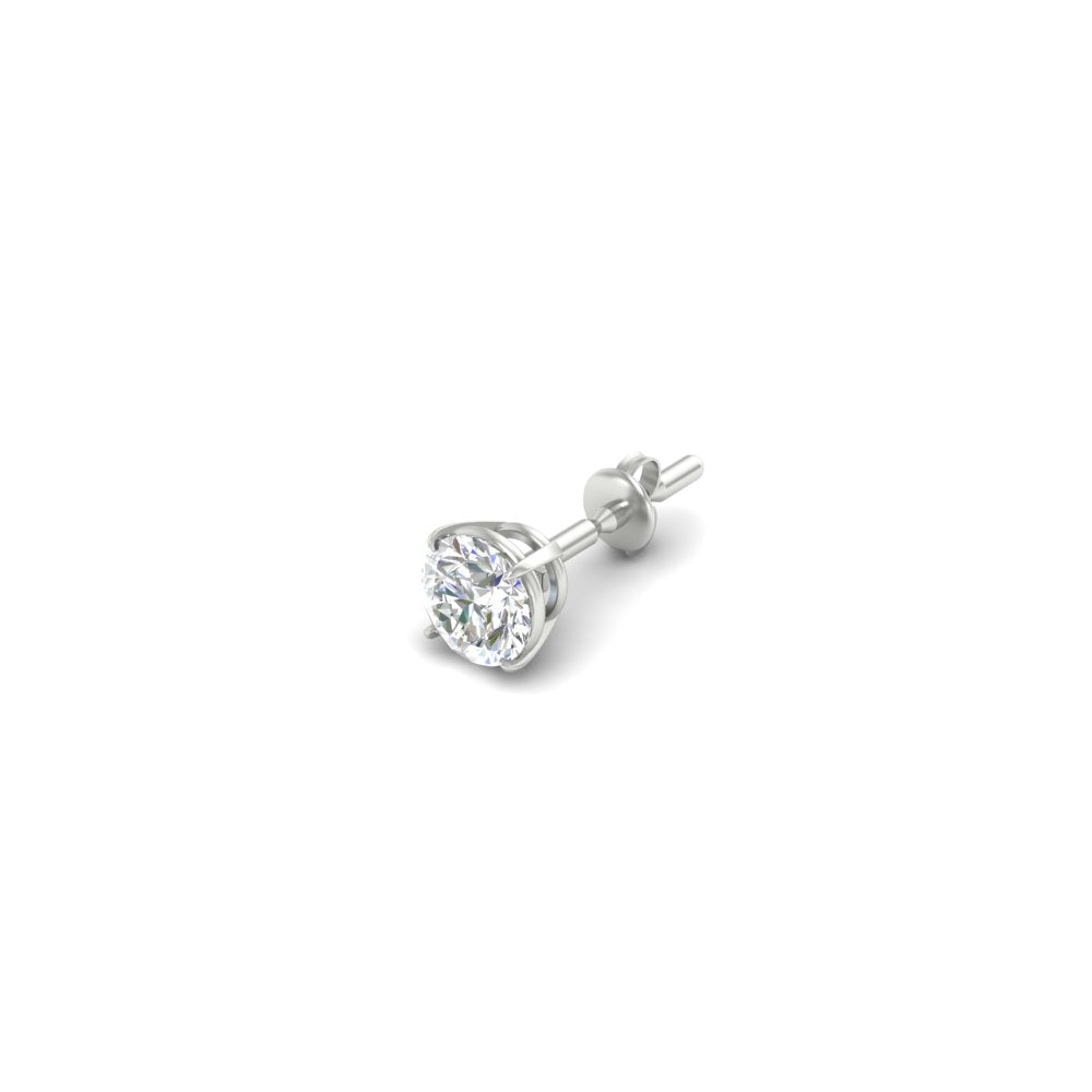 1 Carat Single Solitaire Round Cut Male Earring