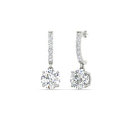 1 Carat Solitaire Halo Diamond Drop Earrings