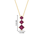 Load image into Gallery viewer, 1-carat-three-stone-princess-cut-pink-sapphire-pendant-in-FDPD854GSADRPIANGLE1-1.00CT-NL-YG
