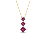 Load image into Gallery viewer, 1-carat-three-stone-princess-cut-pink-sapphire-pendant-in-FDPD854GSADRPIANGLE1-1.00CT-NL-YG
