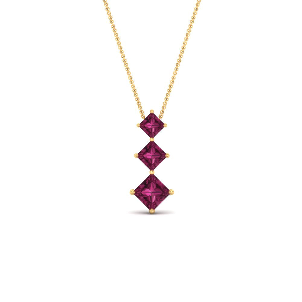 1-carat-three-stone-princess-cut-pink-sapphire-pendant-in-FDPD854GSADRPIANGLE1-1.00CT-NL-YG