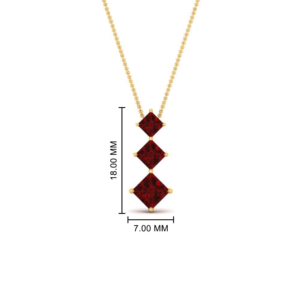 1-carat-three-stone-princess-cut-ruby-pendant-in-FDPD854GRUDRANGLE1-1.00CT-NL-YG