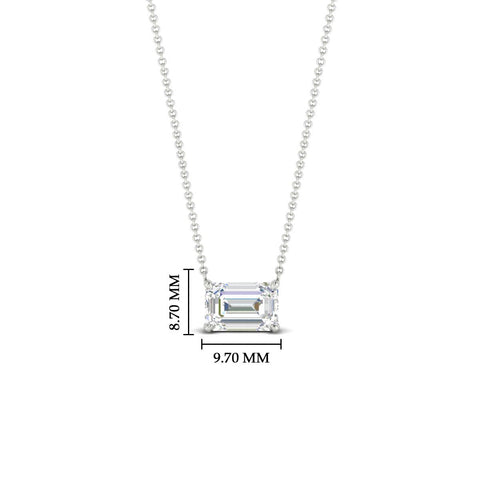 Emerald Cut East West Solitaire Pendant