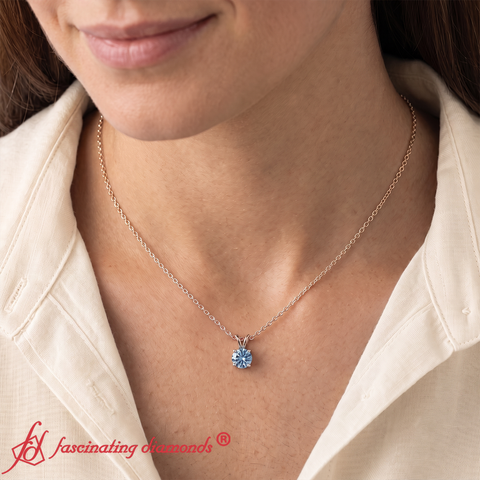 Fancy Lab Grown Round Colored Stone Diamond Pendant