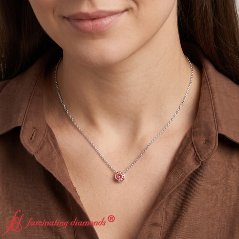Fancy Lab Grown Colored Stone Diamond Round Bezel Pendant