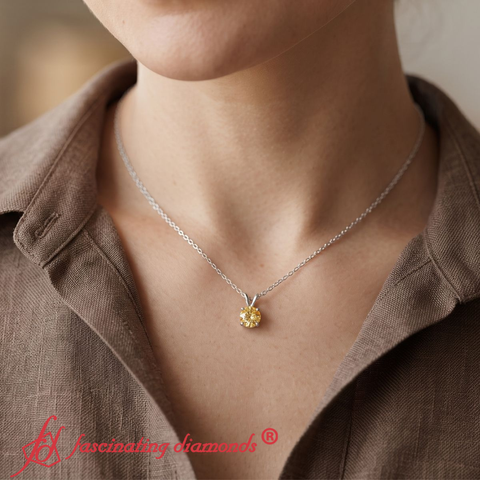 Fancy Lab Grown Round Colored Stone Diamond Pendant