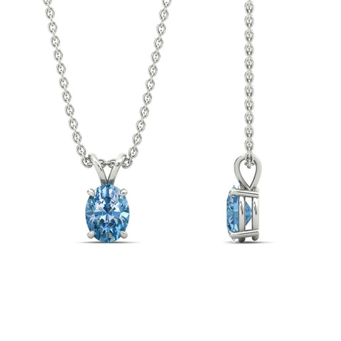 Oval Shaped Colored Stone Fancy Lab Grown Diamond Pendant