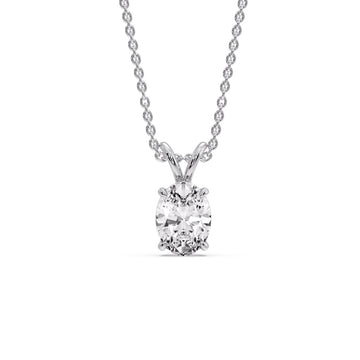 4 Prong Basket Oval Diamond Solitaire Pendant