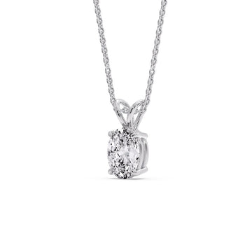 4 Prong Basket Oval Diamond Solitaire Pendant