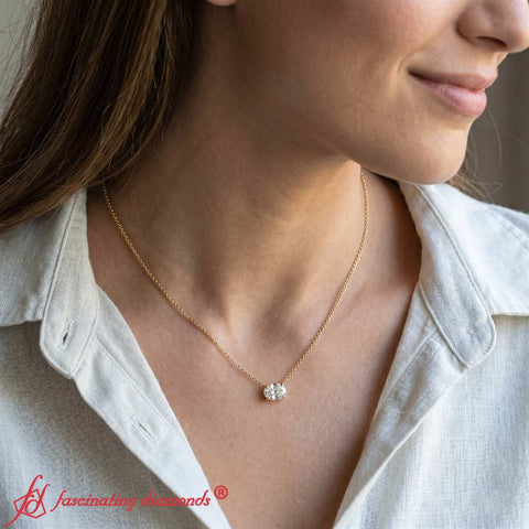 East West Oval Solitaire Pendant