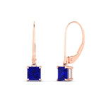 Load image into Gallery viewer, 1-ct-princess-cut-sapphire-leverback-dangle-earrings-in-rose-gold-fdear11236prgsablangle1-1.00ct-nl-rg.jpg?v=1765510586