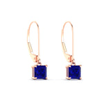 Load image into Gallery viewer, 1-ct-princess-cut-sapphire-leverback-dangle-earrings-in-rose-gold-fdear11236prgsablangle3-1.00ct-nl-rg.jpg?v=1765510586