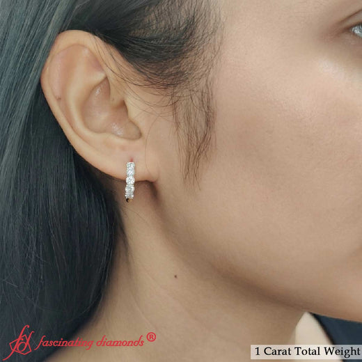 1 Carat Sparkle Five Stone Hoop Earrings