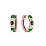 Load image into Gallery viewer, 1-ct.-diamond-small-hoop-earring-with-emerald-in-rose-gold-FD-EAR10773GEMGR-NL-RG
