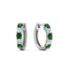 Load image into Gallery viewer, 1-ct.-diamond-small-hoop-earring-with-emerald-in-white-gold-FD-EAR10773GEMGR-NL-WG
