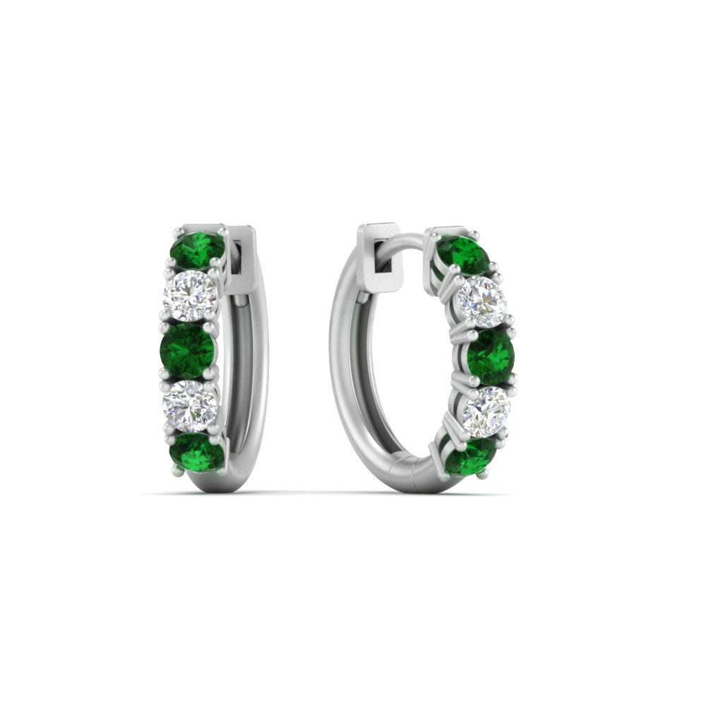 1-ct.-diamond-small-hoop-earring-with-emerald-in-white-gold-FD-EAR10773GEMGR-NL-WG