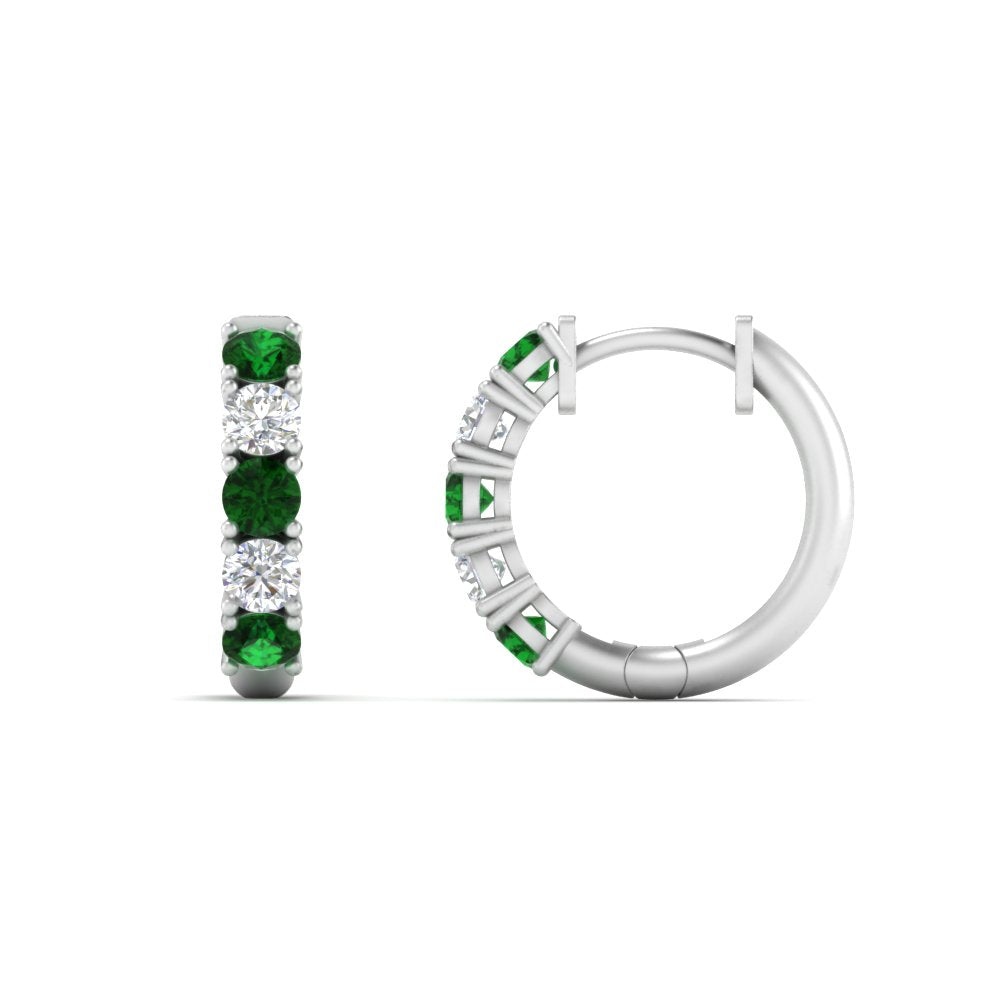 1-ct.-diamond-small-hoop-earring-with-emerald-in-white-gold-FD-EAR10773GEMGR-NL-WG