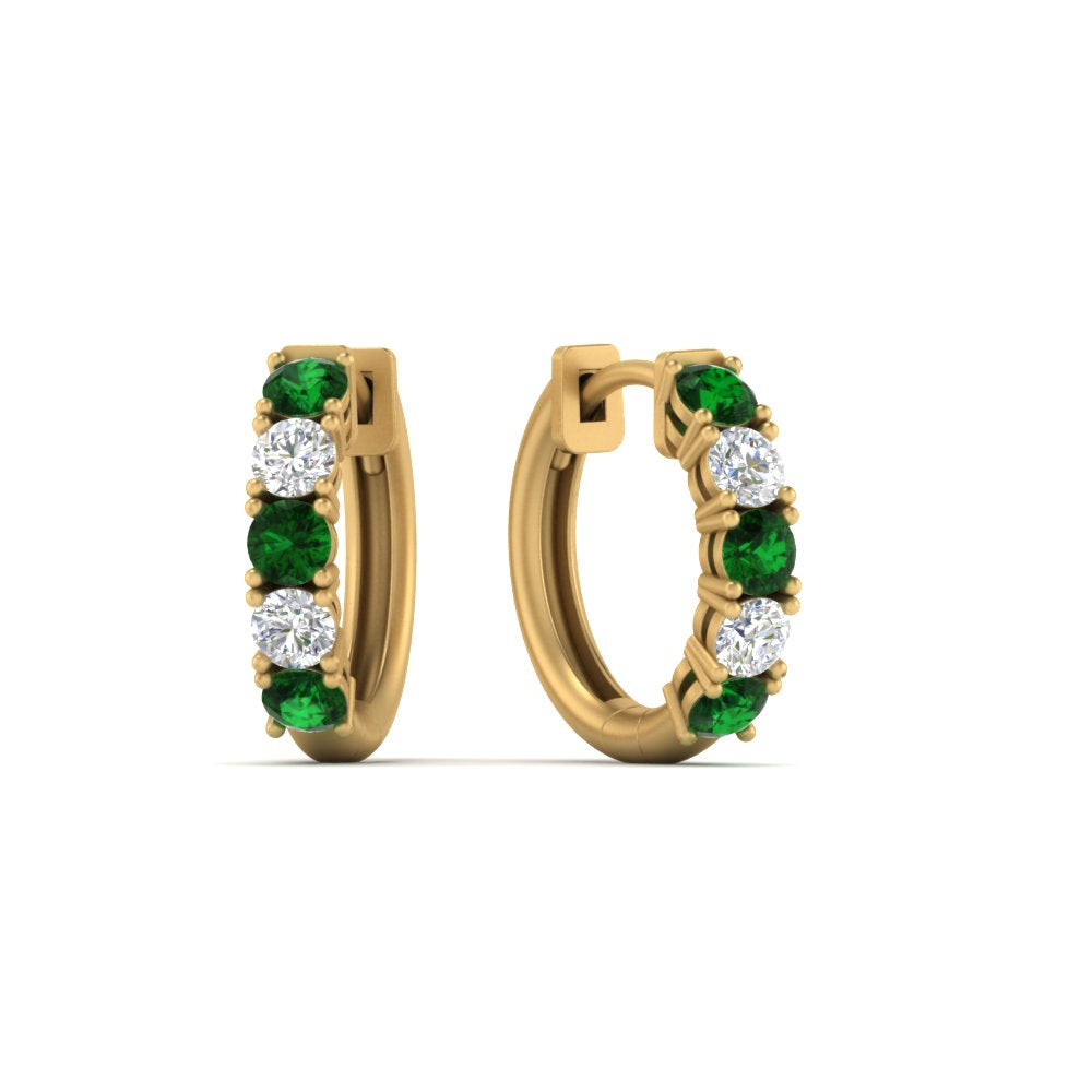 1-ct.-diamond-small-hoop-earring-with-emerald-in-yellow-gold-FD-EAR10773GEMGR-NL-YG